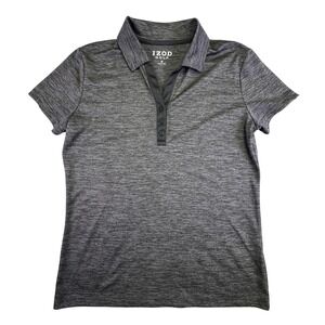 IZOD Golf Polo Shirt Women's M Gray Heather Performance Polyester Short Sleeve